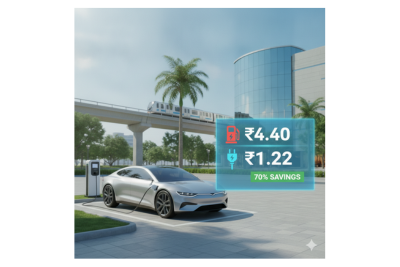 Kochi EV fuel savings comparison showing petrol cost ₹4.40 vs electric cost ₹1.22 per km according to KSEB report - Futura Tech Service Kochi EV fuel savings comparison showing petrol cost ₹4.40 vs electric cost ₹1.22 per km according to KSEB report - Futura Tech Service